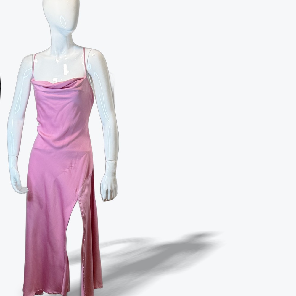 ASTR The Label Midi Dress Gaia Icy Pink Cowl Neck Satin Slip Medium Wedding